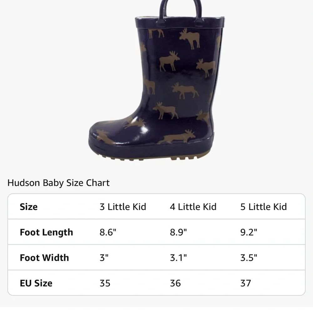 Hudson Baby Navy and Tan Kids Rain Boots‎
